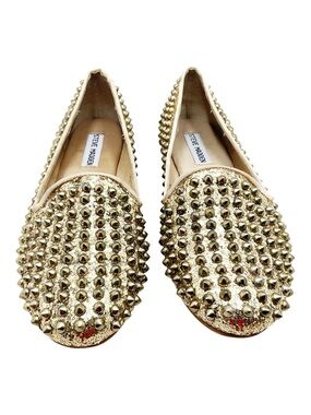 {Steve Madden} Studlyy Metallic Gold Spike Loafers